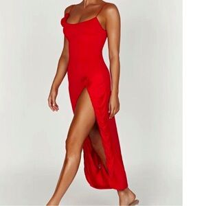 Meshki Nevaeh Rose Midi Dress - Red